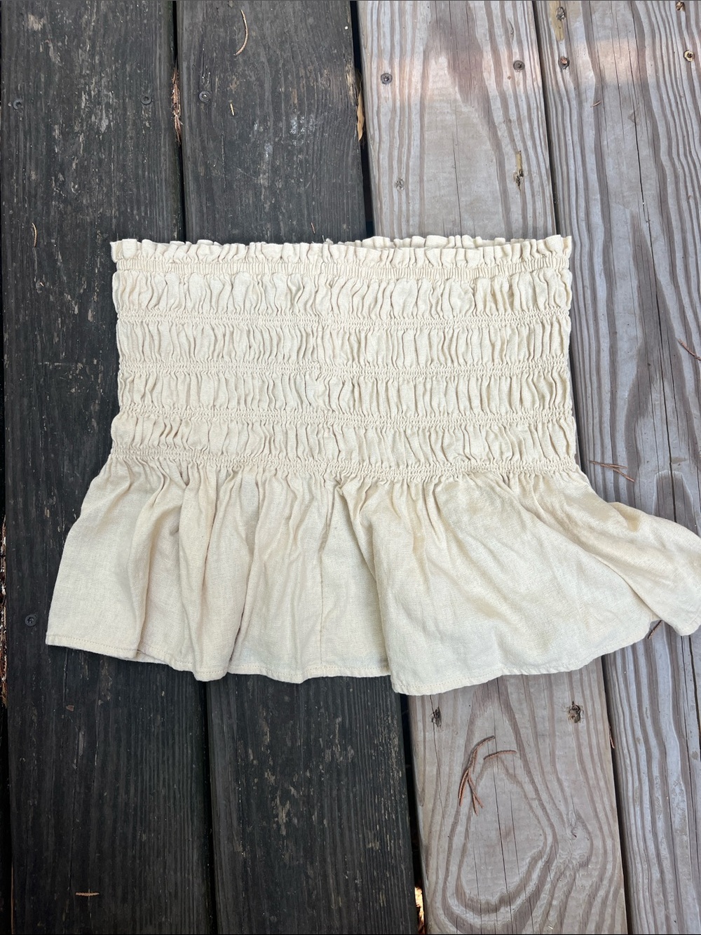 Universal Thread Cream Smocked Ruffle Tube Top - Picture 2 of 4